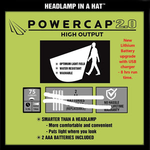 Beanie PowerCap 2.0 LED Headlamp Hat - Lithium battery upgrade with USB charger